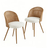 Metal Dining Chair Beige/Brown