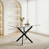 Rectangular Glass Dining Table Black 47"