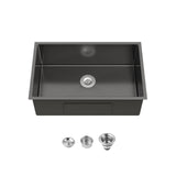 Stainless Steel Undermount Kitchen Sink 30x19 Single Bowl Black
