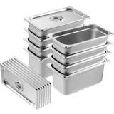 8 Pack Hotel Pans, 1/3 Size Anti-Jam Steam Pan with Lid, 0.8mm Thick Stainless S