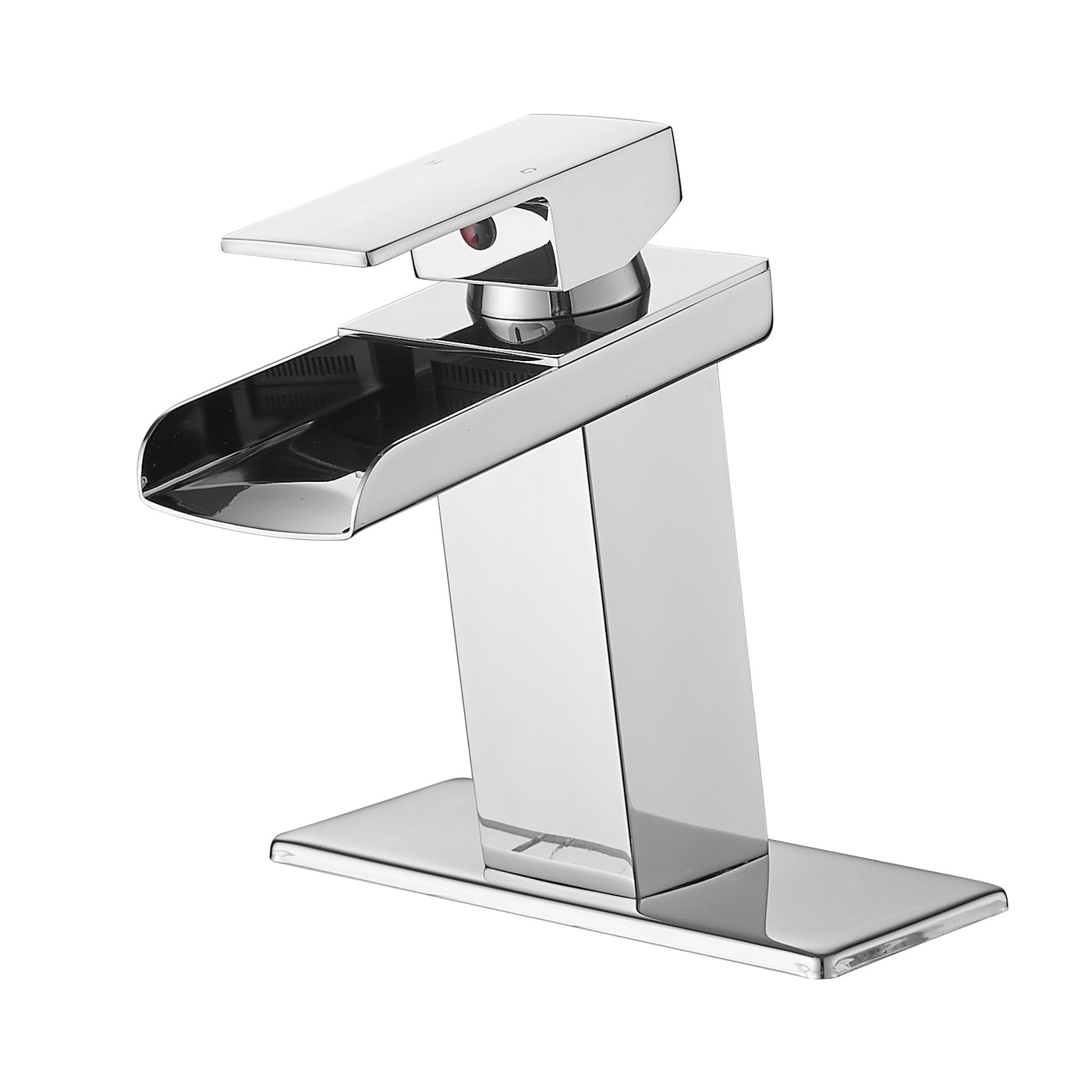 Chrome Waterfall Bathroom Sink Faucet with Deck Plate