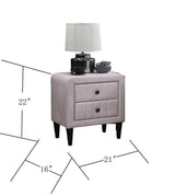 Light Pink Velvet Nightstand with 2 Drawers, Sleek Design, Tempered Legs