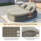 Outdoor Reclining Daybed Rattan Gray 3-Position Adjustable