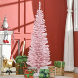HOMCOM 5' Artificial Pencil Christmas Tree, Slim Xmas Tree with 294 Realistic Br