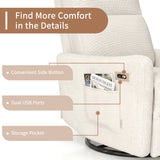 Velvet Recliner Swivel Power Beige