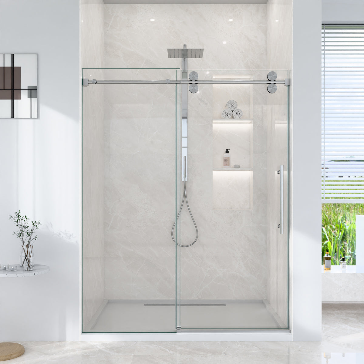 56"-60"W*72" H Frameless Single Sliding Shower Door
