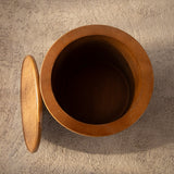 Round Engineered Wood Coffee Table with Storage Natural