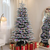 HOMCOM 6.5 ft Pre-Lit Mountain Pine Artificial Christmas Tree, Snow Flocked Chri
