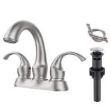 2-Handle Brushed Nickel Bathroom Faucet 4" Centerset with Pop-Up Drain