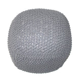Cable Knit Pouf Ottoman Light Gray Cotton