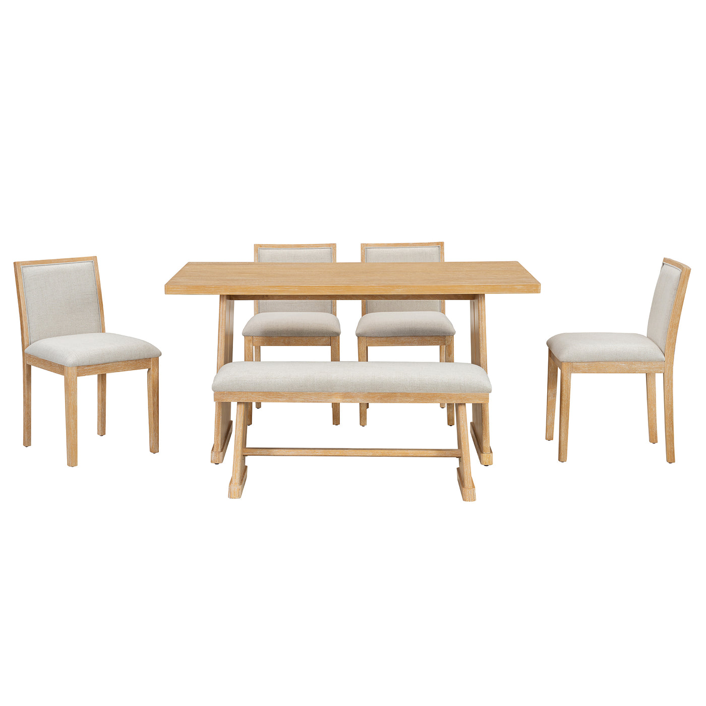Rustic Farmhouse Dining Set Rectangular Table Chairs Bench