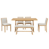 Rustic Farmhouse Dining Set Rectangular Table Chairs Bench