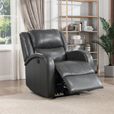 Power Reclining Chair Gray Faux Leather Plush Seating
