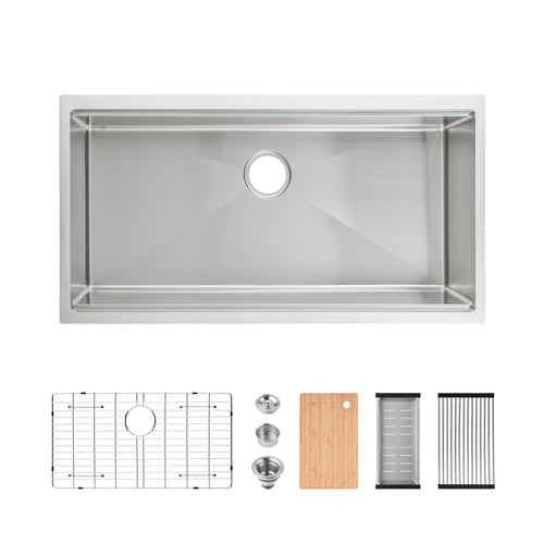 Stainless Steel Undermount Kitchen Sink 36x19 Single Bowl Brushed