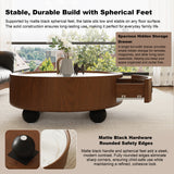 Round Solid Wood Coffee Table with Storage Bouguer Walnut/Brown