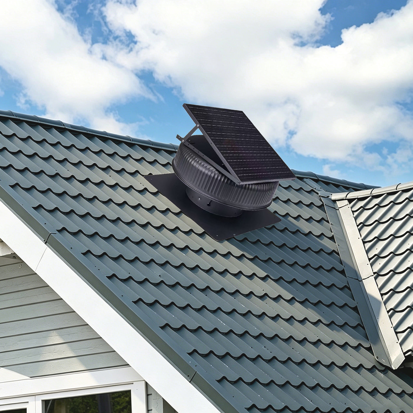 12' Solar Roof Vent Fan 42W Dual Power Attic Exhaust 1200CFM