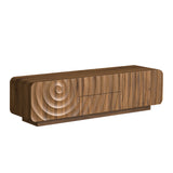 TV Stand Floating Base Spiral Wave Walnut for 60" TVs