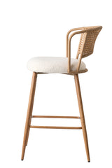 Set of 2 Metal Bar Stool Cream