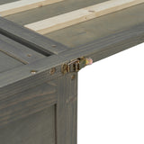 Queen Size Murphy Bed, Pine Wood Cabinet Bed with Built-in USB Charging Station and Geometrical Decoration Panel ,Grey