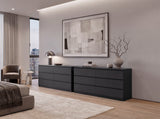 Dresser Minimalist 6-Drawer Wenge Particle Board Melamine Metal Legs 60.4 In