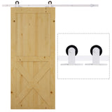 HOMCOM 6' Rustic Sliding Barn Door Hardware Kit White
