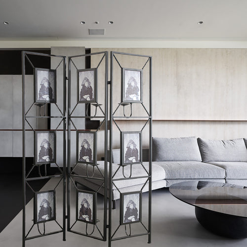 3 Panel Decorative Room Divider Screen with Photo Frames