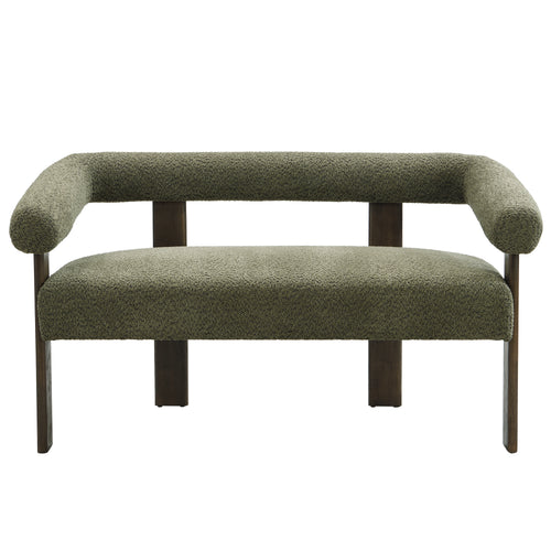 Round Armrest Loveseat Green Brown
