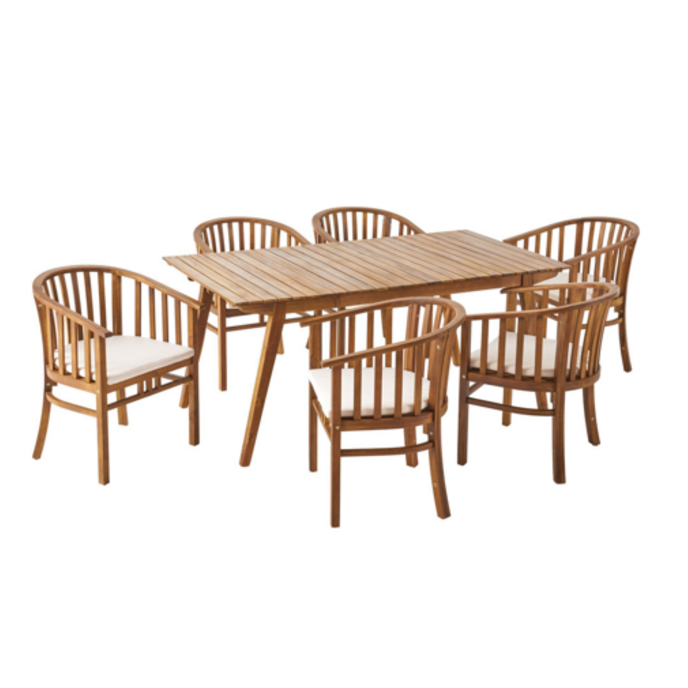 6 Seater Acacia Wood Outdoor Dining Set with Cushions