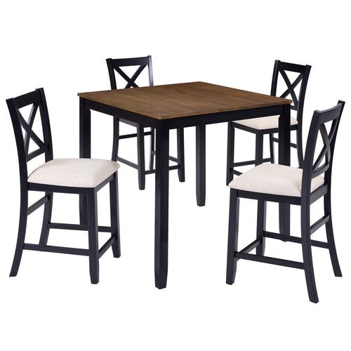 Wood Bar Table Set Beige/Black