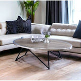 Oval Coffee Table - Industrial - Weathered Gray Oak & Metal