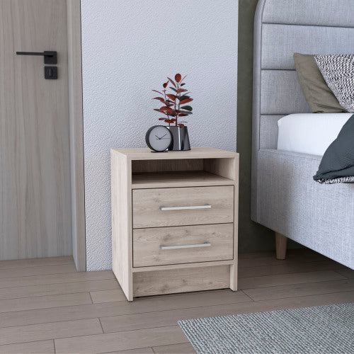 Nightstand - Two Drawers - Light Gray - 19.9" H x 15.7" W