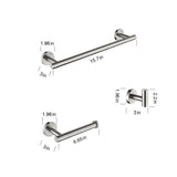 3-Pieces Bathroom Hardware Accessories Set - Towel Bar, Toilet Paper Holder