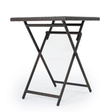 Wicker Bar Table Set Brown Multi