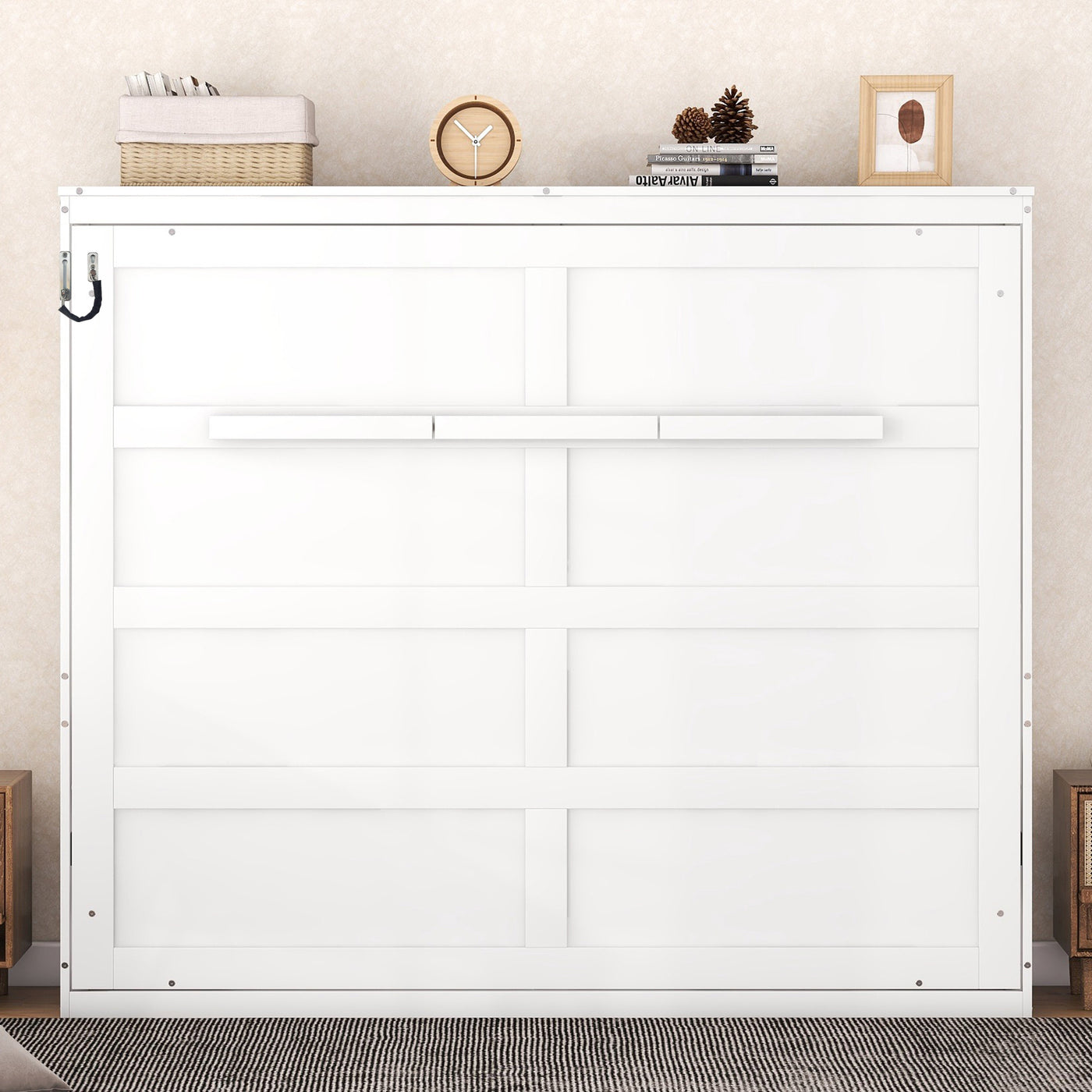 Queen Size Murphy Bed Wall Bed,White