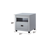 End Table - Poplar Wood & Veneer - Dove Gray - Round Legs
