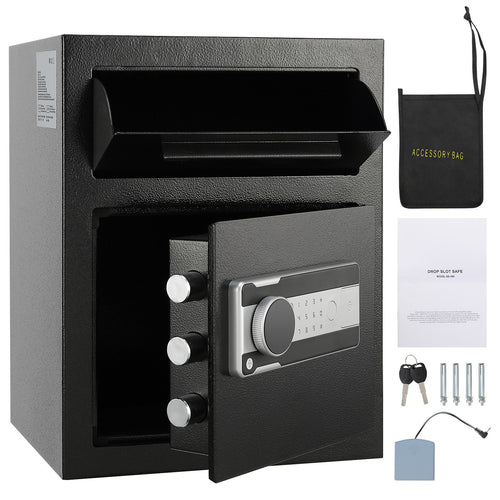 1.7 Cub Depository Safe, Deposit Safe with Drop Slot, Electronic Code Lock