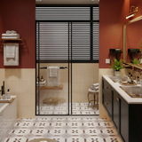 Frameless Shower Door 48x72 Inch, Aluminum Dual Sliding Doors