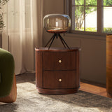 Valentine 24' 2-Drawer Storage Side Table, Dark Walnut Beech Wood