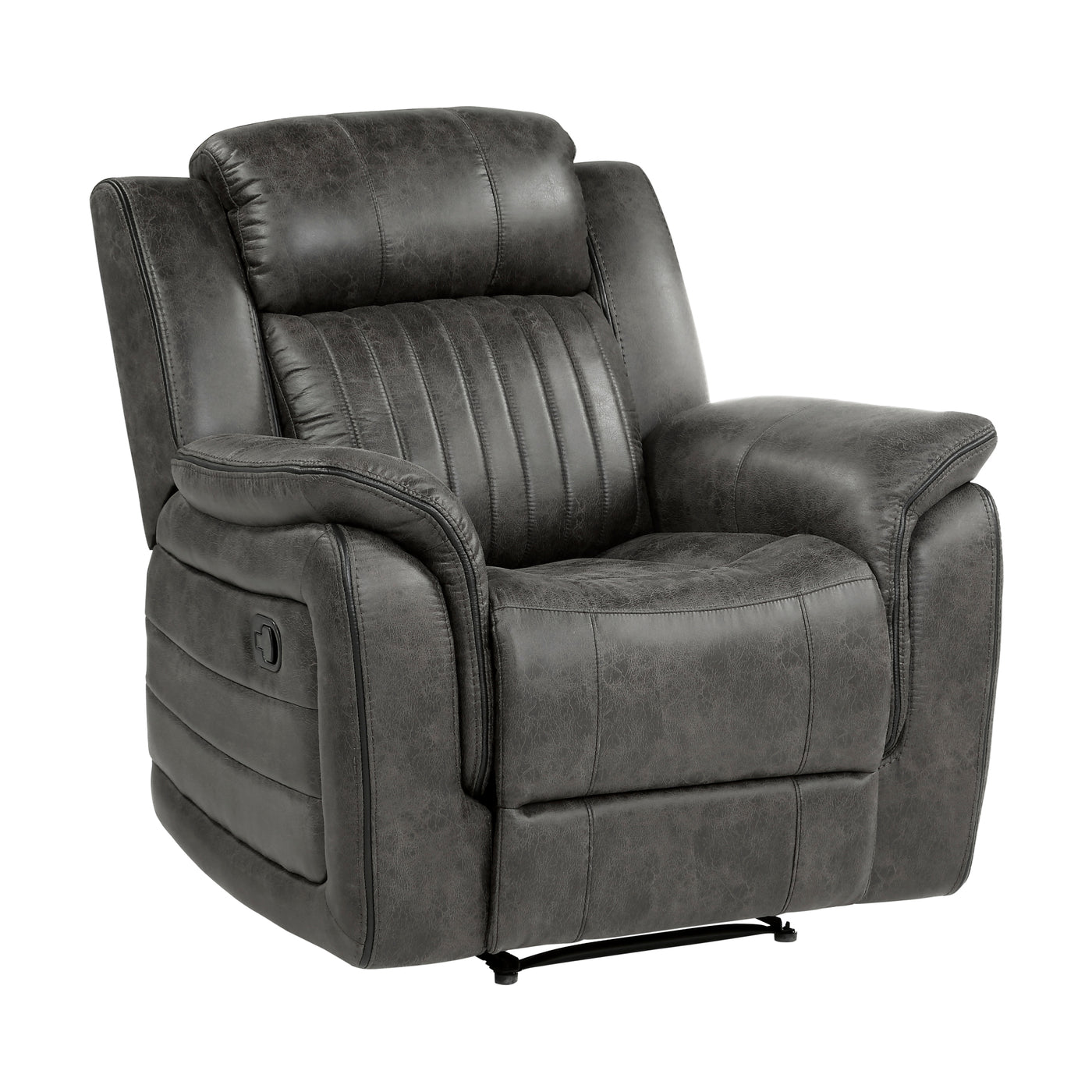 Brownish Gray Reclining Chair Plush Pillow-Top Arms Tufted