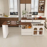 Kitchen Island with Extendable & Rotating Table, MDF with Walnut Veneer Retro De