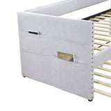 Daybed with Trundle Wood Sleeper Light Gray