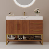 36' Modern Free-Standing Bathroom Vanity with Seamless Ceramic Sink & Sintere...