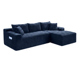 L-Shape Modular Corduroy Sectional Sofa with Chaise Blue 94"
