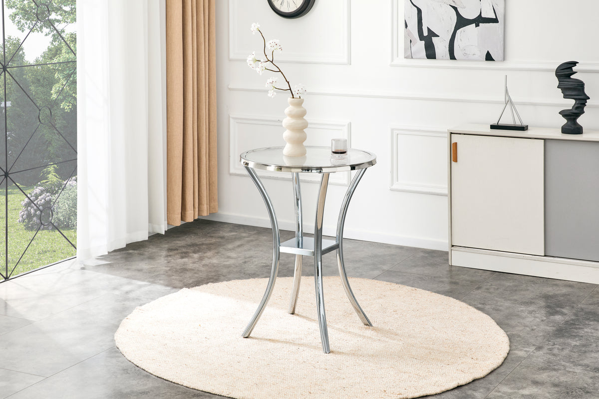 Glass Bar Table Chrome