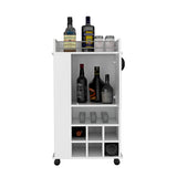 Bar Cart - Cabinet With 6 Wine Racks - Casters - 21.65"W Top