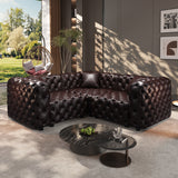 3-Seat Faux Leather Sofa Tufted Brown 75"