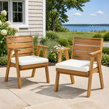 Outdoor Dining Chairs Set of 2 Acacia Wood with Cushions