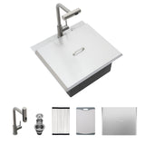 21 Inch Drop in Kitchen Sink with Pull-out Faucet and Sink Cover, Stainless Stee