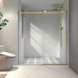 Brushed Gold Frameless Shower Door 70MM Stainless Steel Soft Close