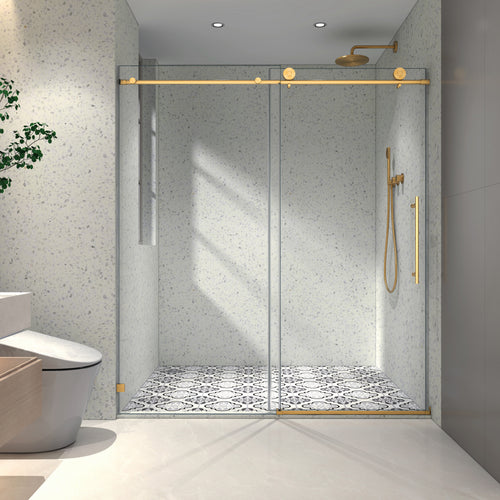 Brushed Gold Frameless Shower Door 70MM Stainless Steel Soft Close